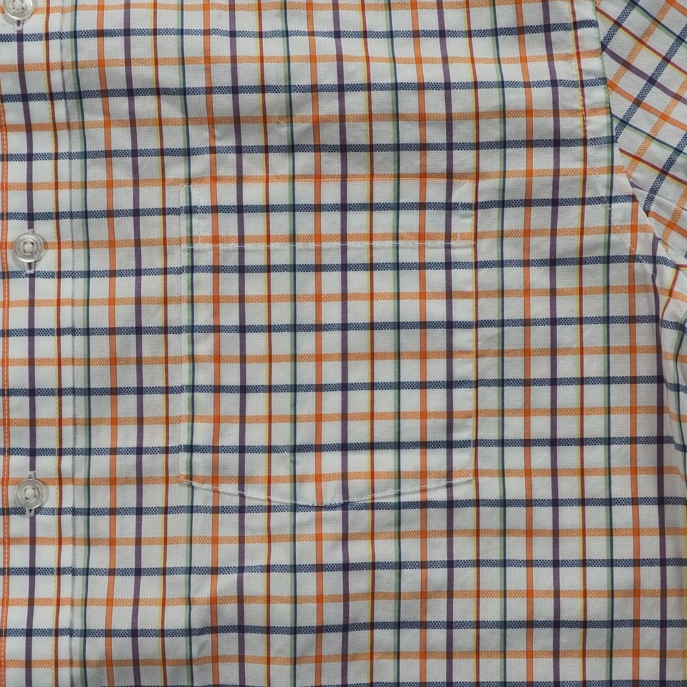 Johnston Murphy Shirt Mens Large Blue Orange Tattersall Long Sleeve Button Down - Picture 9 of 9